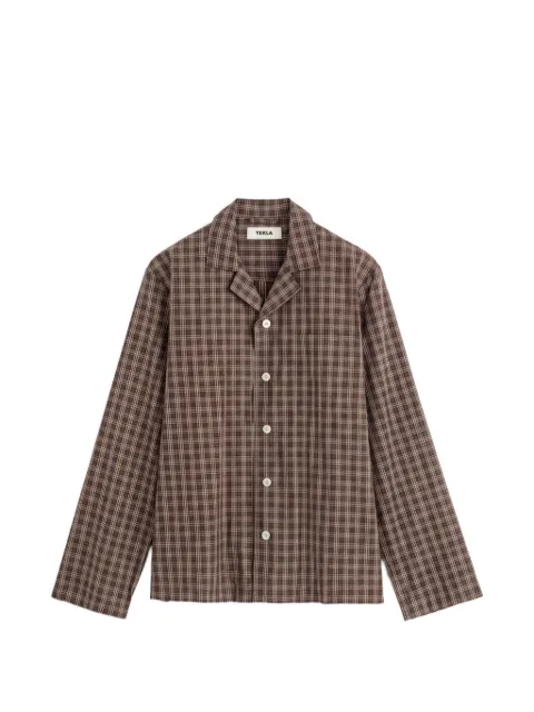 TEKLA checked cotton pajamas Brown 5740014956065