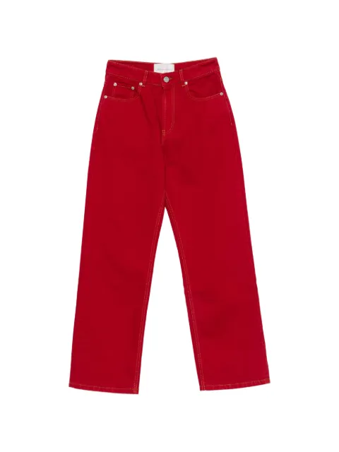 AMI Paris contrast-stitch straight-leg jeans Red FTR942DE0132