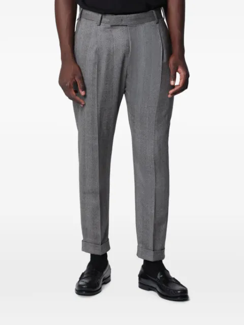 PT Torino herringbone-pattern pleated trousers Grey CORFZAZ40FWDMR08