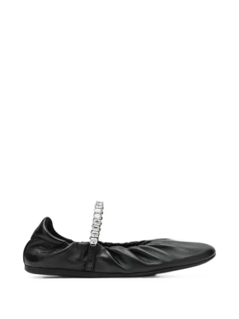 Jimmy Choo Jade black soft nappa leather ballerina flats with crystal strap Black JADEBALLERINAGKE