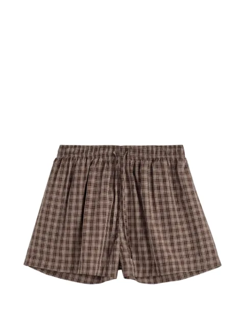 TEKLA checked cotton pajamas Brown 5740014956003