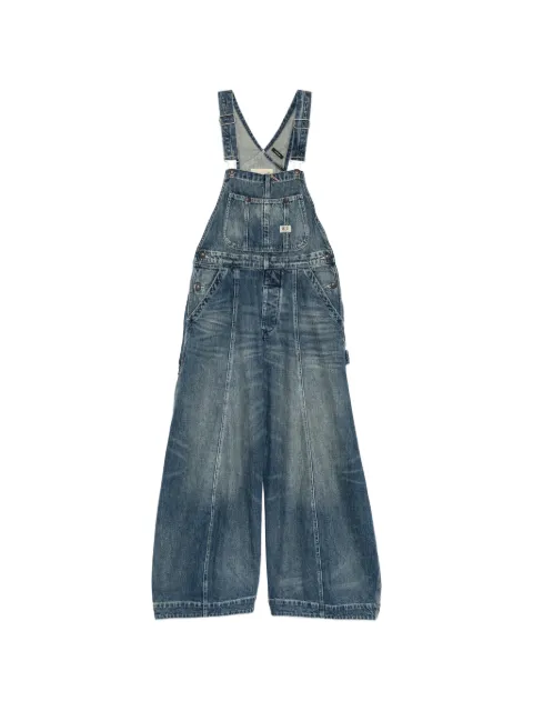 R13 faded-effect wide-leg dungarees Blue R13WD243