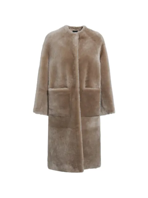 Blancha patch-pocket collarless coat Neutrals 2610630025
