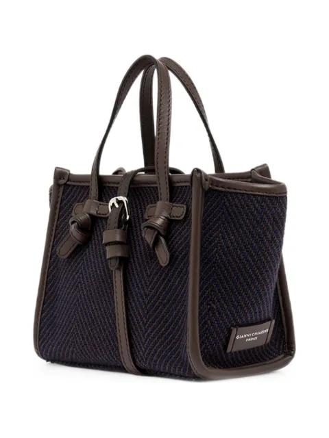 GIANNI CHIARINI small Miss Marcella herringbone-knit tote bag Blue BS8065COMMSPIGA