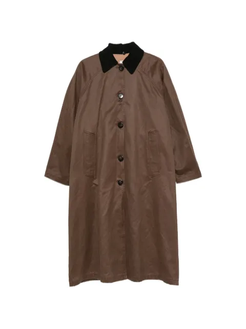 Alysi corduroy-collar single-breasted coat Brown 266904A6012