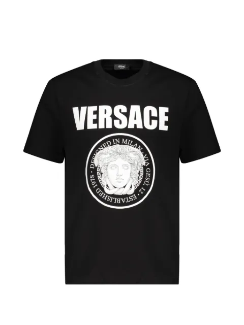 Versace Medusa-print logo-print T-shirt Black 10133021A15084