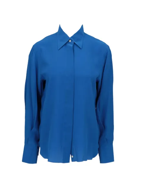Isaia concealed-front long-sleeve shirt Blue CMDS12C959401
