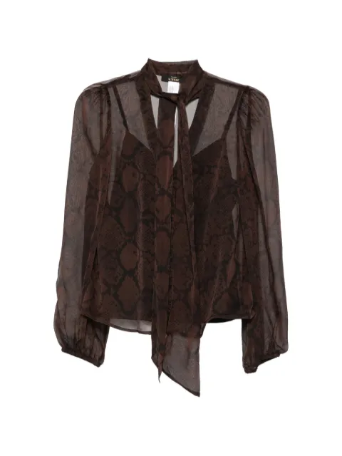 TWINSET snake-print pussy-bow shirt set (set of two) Brown 262AP2210