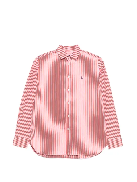 Polo Ralph Lauren vertical-stripe embroidered-logo shirt Orange 211910743512