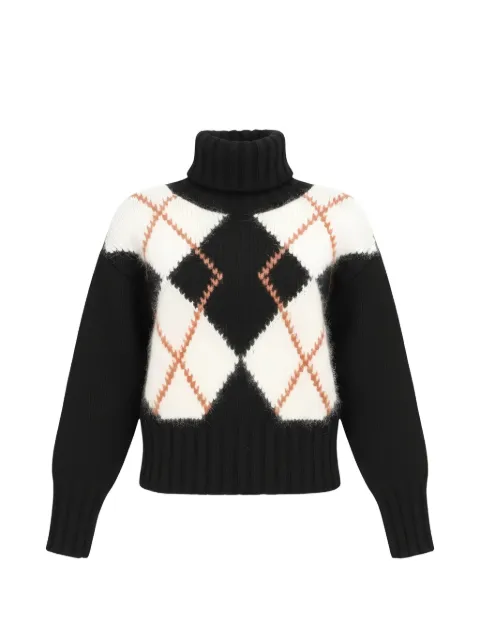 Isaia argyle-pattern roll-neck sweater Black MG034DYD015990