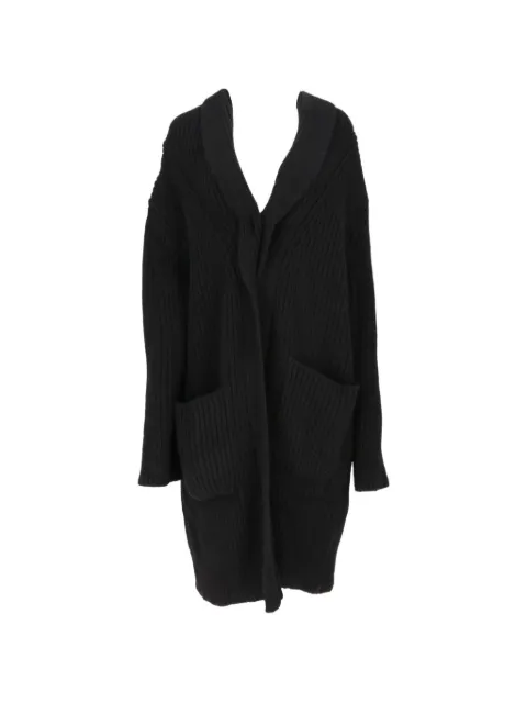Isaia ribbed-knit shawl-lapel coat Black MG031DYD013990