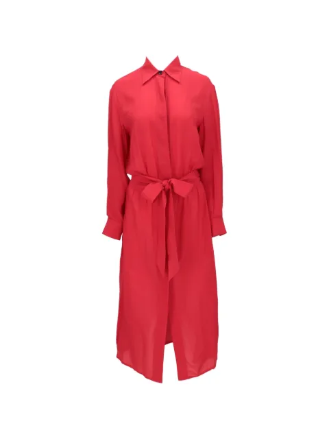 Isaia belted long-sleeve midi dress Red AB028D99470170
