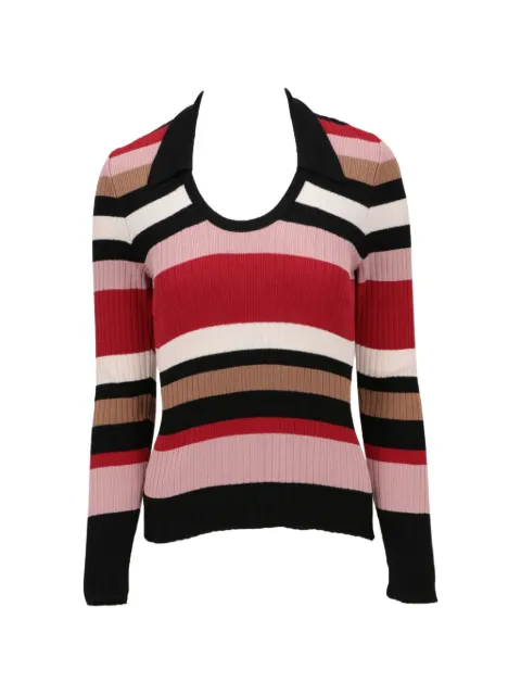 Isaia striped ribbed sweater Red MG026DYD008170