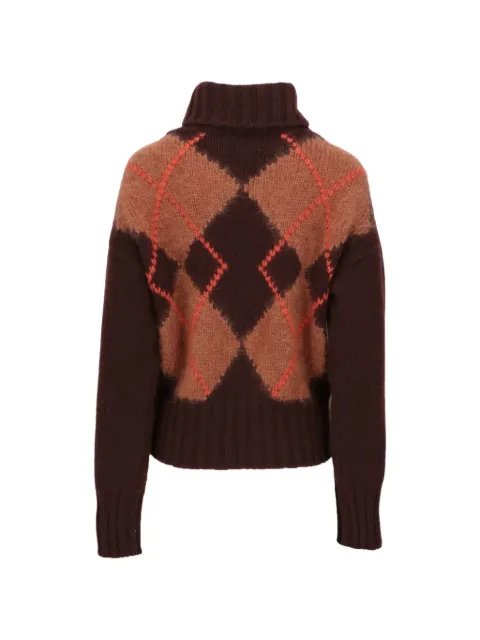 Isaia argyle roll-neck sweater Brown MG034DYD015470