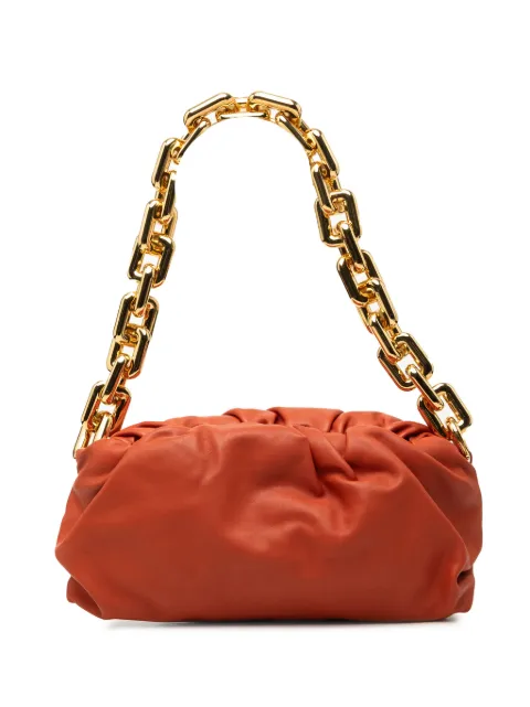 Bottega Veneta Pre-Owned 2012-2026 Lambskin Chain Pouch shoulder bag Orange BKLUFGWNXNXLX9KW