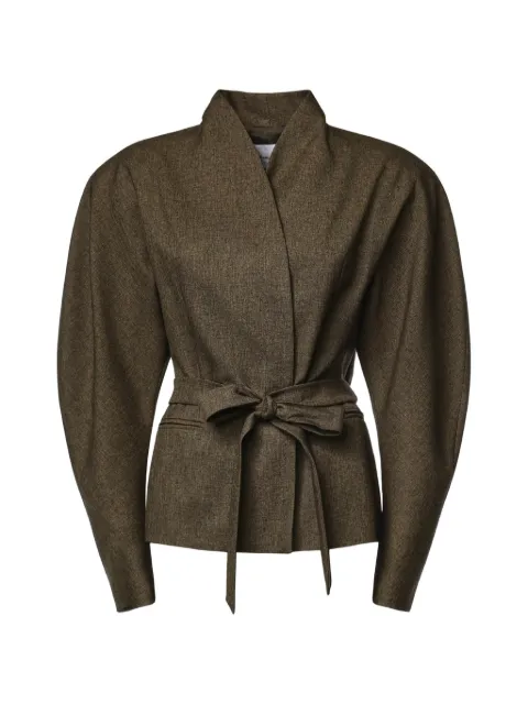 THE ANDAMANE Margaux belted puff-sleeve jacket Brown T203064BTNP269861