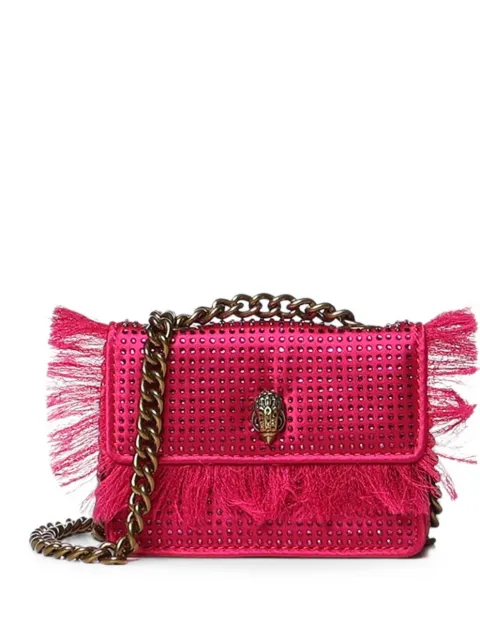 Kurt Geiger London crystal-embellished fringed shoulder bag Pink 5848252609