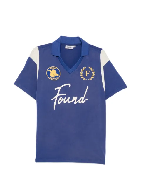 FOUND Premier League logo-print panelled T-shirt Blue FOSS26TT03012