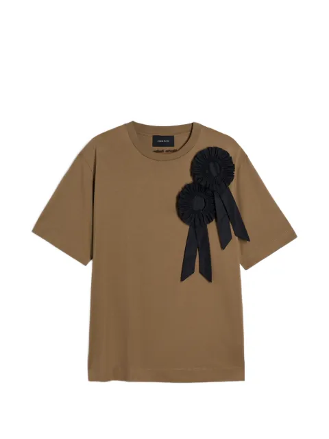 Simone Rocha ruffle rosette-detail T-shirt Brown 54840553KHAKIBLACK