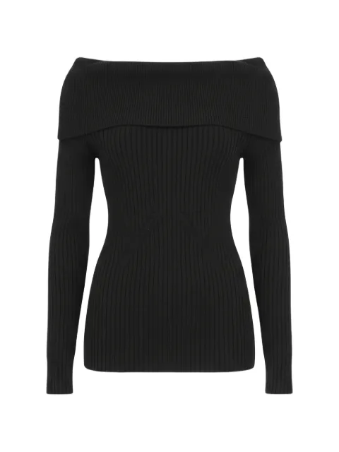 Isaia off-shoulder ribbed-knit sweater Black MG041DYD014990