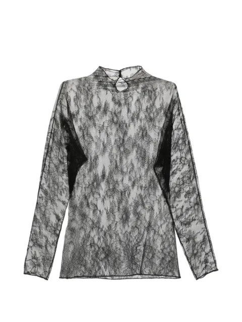 Carine Gilson Caudry lace turtleneck top Black HA1530BBW26BLKBLK