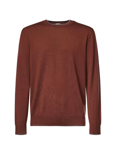 Eleventy contrast-trim crew-neck sweater Brown N76MAGN39MAG0N02810513
