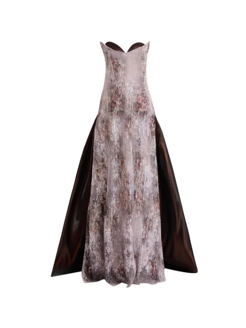 Gemy Maalouf strapless sculpted-neck dress Neutrals GMPF267906LD