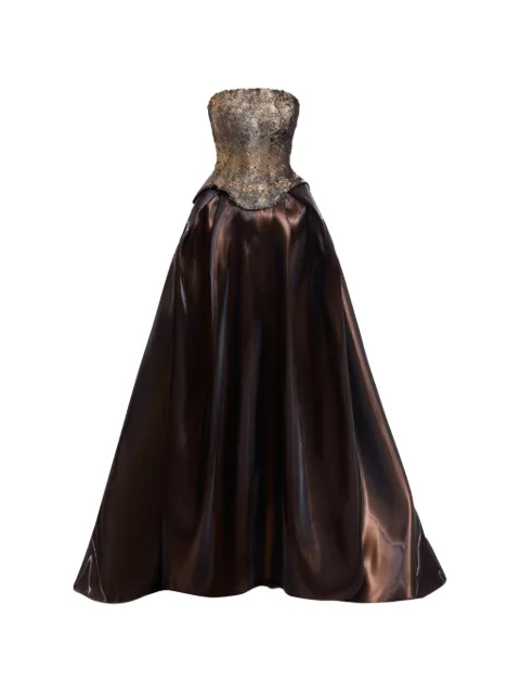 Gemy Maalouf sequin-embellished strapless dress Brown GMPF267905LD