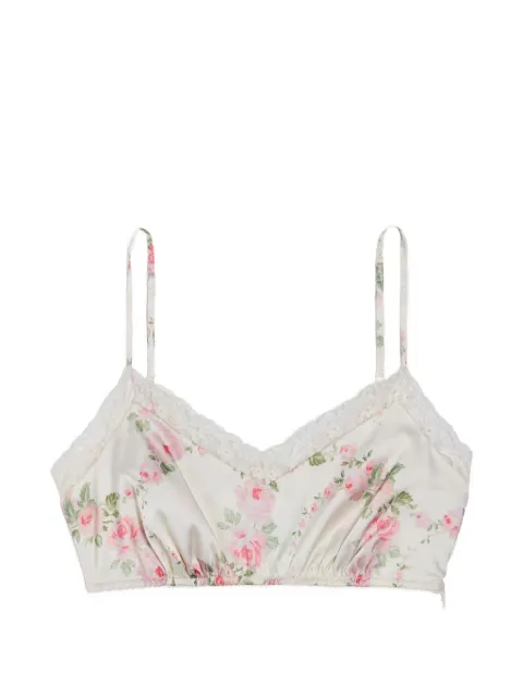 Simone Rocha floral-print lace-trim bralette Neutrals 10551344CREAM