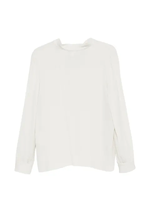 Giorgio Armani tie-back high-neck silk blouse Neutrals GW004030TE10814