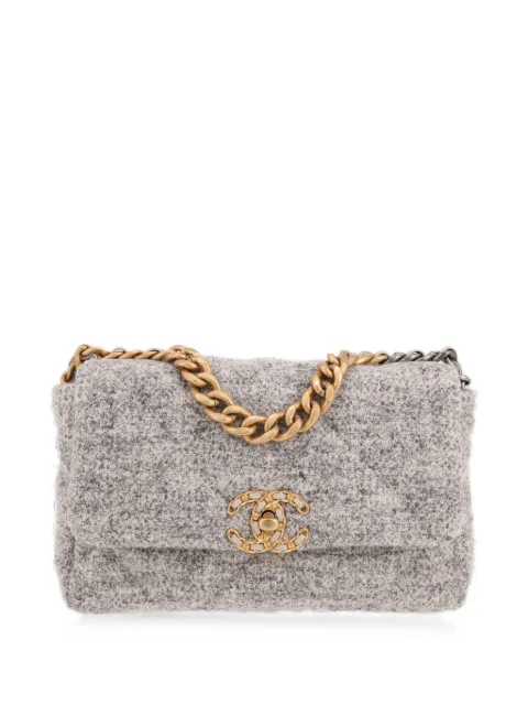 CHANEL Pre-Owned 19 tweed shoulder bag Grey 431245