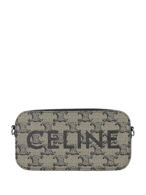 Celine Pre-Owned 2018-2026 Triomphe Coated Canvas Logo Horizontal Pouch crossbody bag Neutrals TZ5ZJIZYJWVHBF81