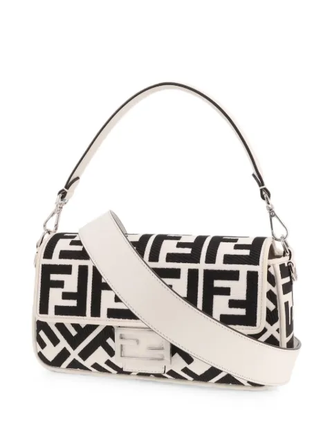 Fendi Pre-Owned 2020s Baguette logo-print shoulder bag White 433865