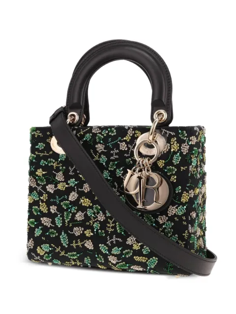 Christian Dior Pre-Owned Lady Dior pearl-embroidered tote bag Black 433202