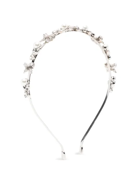 Self-Portrait bow-detail crystal-embellished headband Silver AW26605HSL
