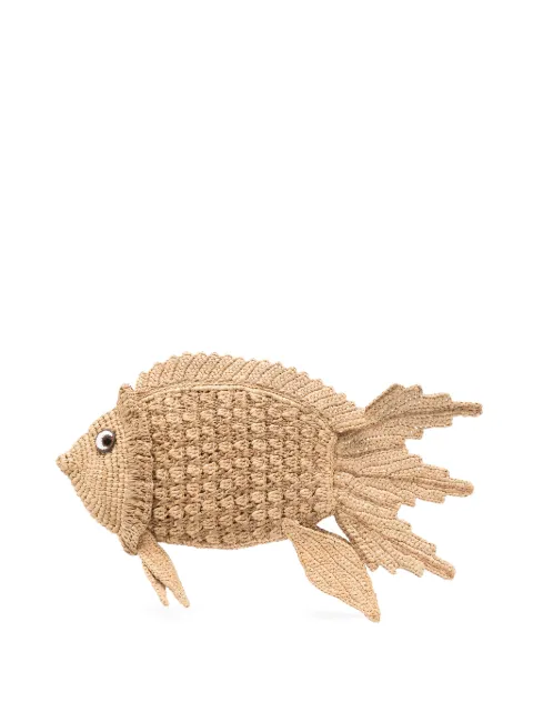 Anya Hindmarch fish-shape woven clutch bag Neutrals 207553