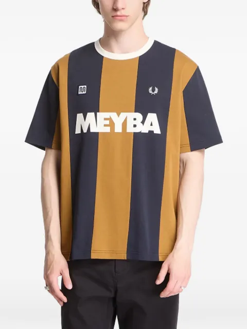 Fred Perry vertical-stripe logo-print T-shirt Brown SM2162644
