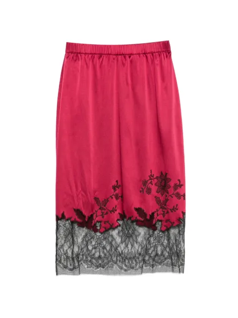 Carine Gilson Calais Caudry lace-trim midi skirt Red HA0863DW26RUBBLK