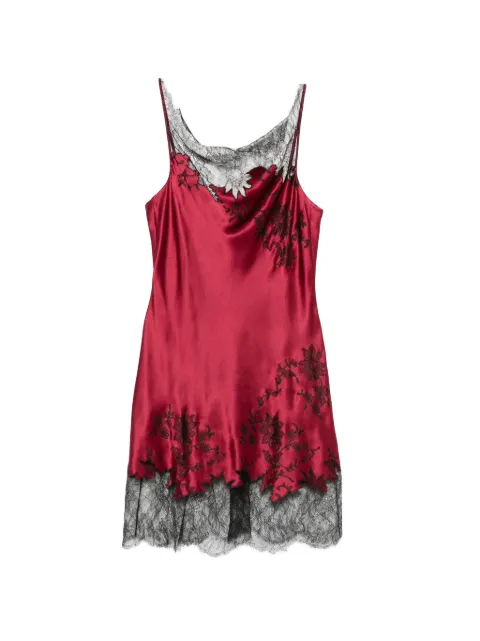 Carine Gilson lace-trim cowl-neck slip dress Red HA0350DEW26RUBBLK