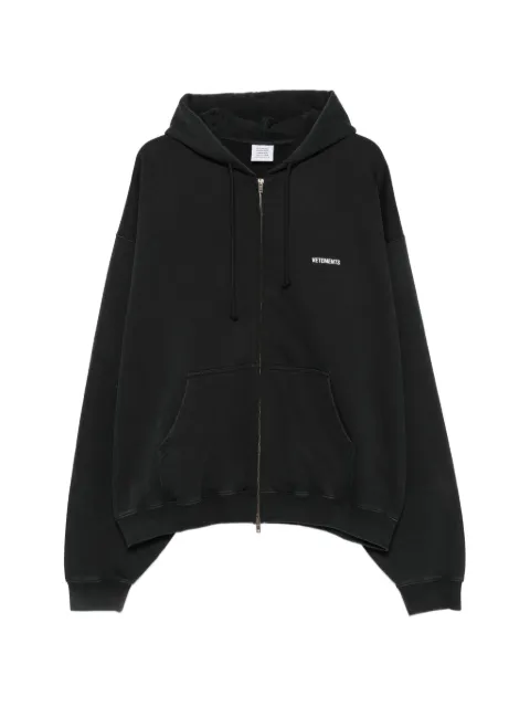 VETEMENTS logo-print zip-up hoodie Black MH27ZU141B