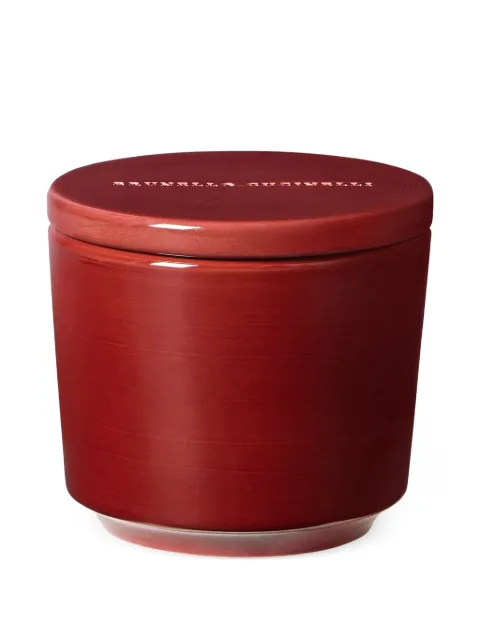 Brunello Cucinelli maxi scented candle in craquelé ceramic vessel with lid Red MLCAND440C9760
