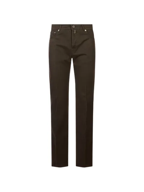 Kiton logo-patch straight-leg jeans Brown UPNJSMRK0102L