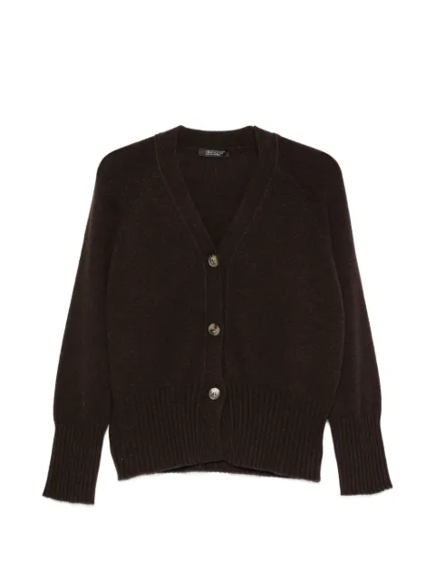 Aragona V-neck button-up cardigan Brown D3437TF