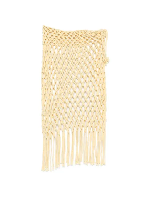 The Frankie Shop Tropea macramé-knit fringed midi skirt Yellow SKFS213255050203