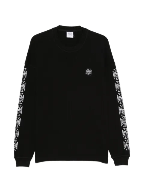 VETEMENTS waffle-knit graphic-print T-shirt Black MH27LS213B