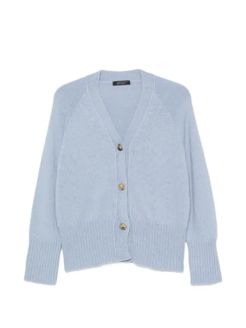 Aragona V-neck ribbed-knit cardigan Blue D3437TF