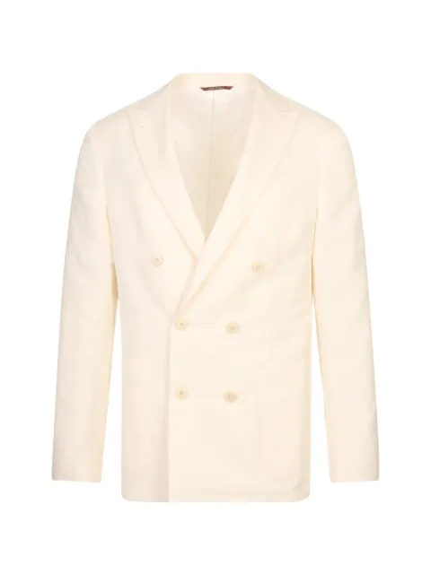 Canali peak-lapel double-breasted blazer White 24474HSAX03156