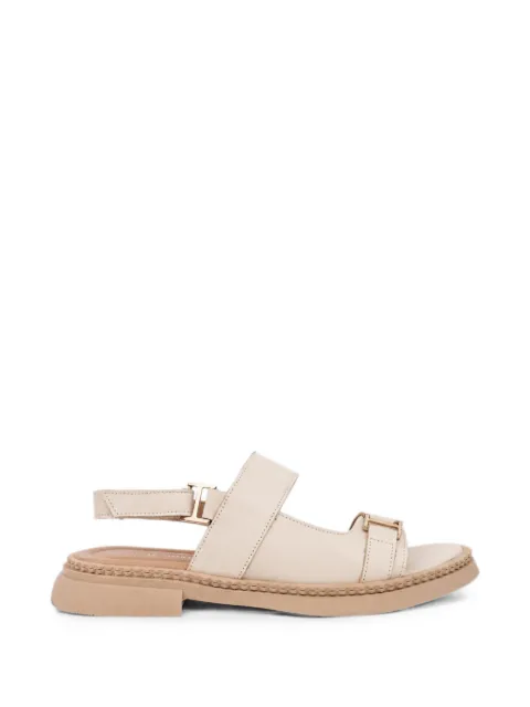 SERGIO MORETTI FIRENZE logo-plaque touch-strap sandals Neutrals 65703533935