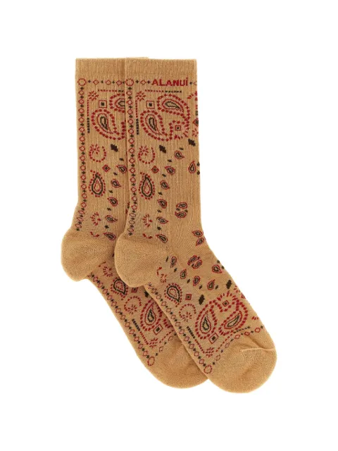 Alanui Bandana paisley jacquard socks Neutrals LWRA007E26KNI0016184