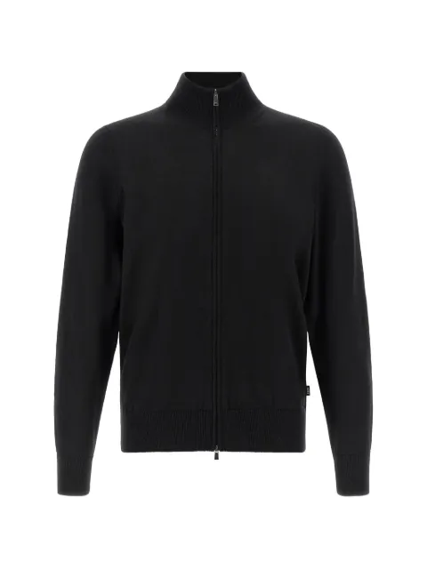 BOSS zip-up sweater in merino wool Black 50566344